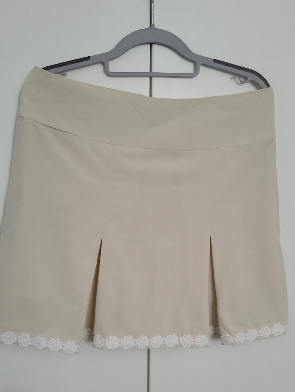 Cream Mini Skirt with Floral Hem - Women